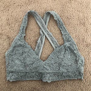 Aerie Small Grey Lace Cross Back Stretchy Bralette